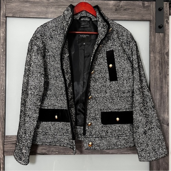 Talbots Boucle Herringbone Jacket Woven in Italy Women's MP Career Mob Wife - Picture 9 of 13
